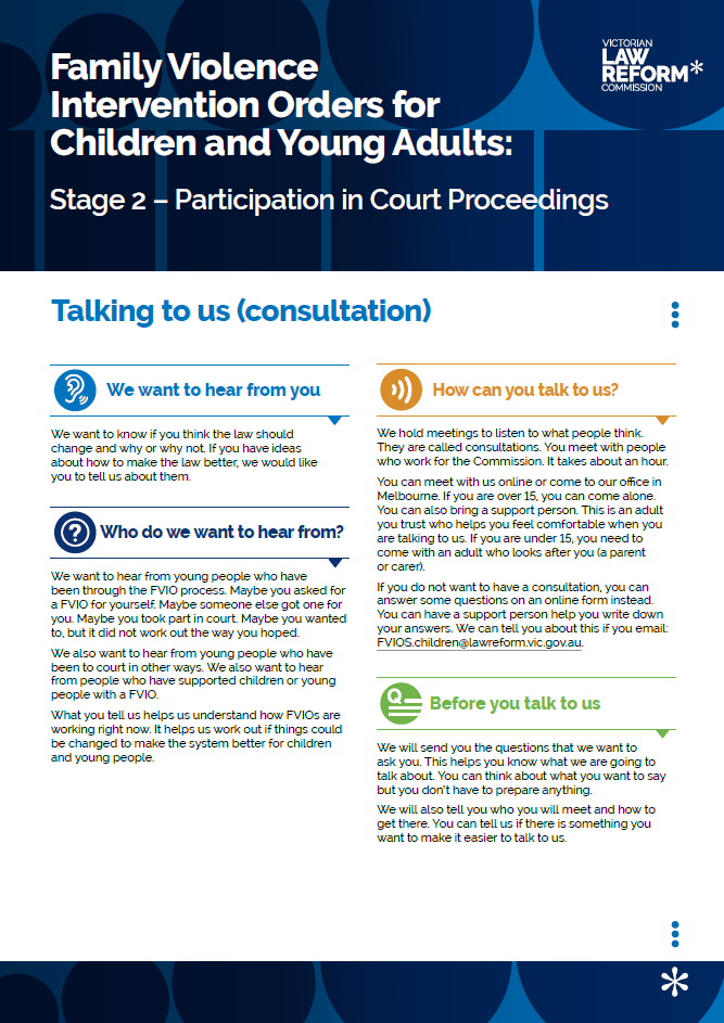 Talking to us (consultation)